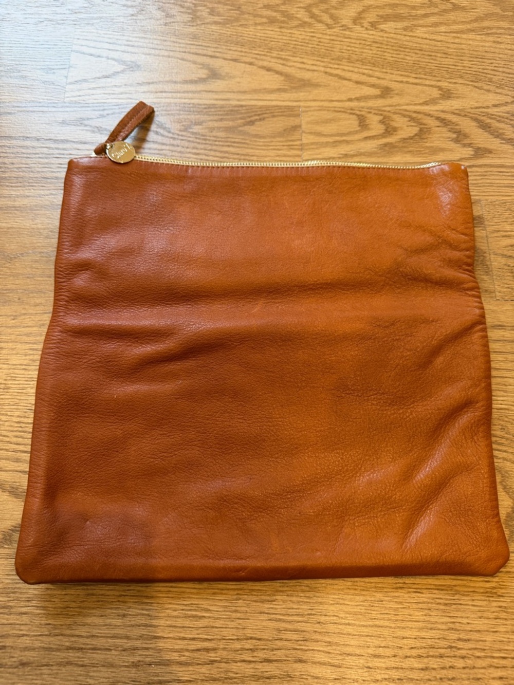 Clare V. Leather Zip Pouch in Brown